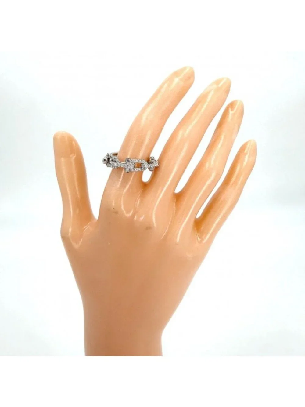Tiffany & Co Ring Small Link Accessory Pave White Gold Diamond